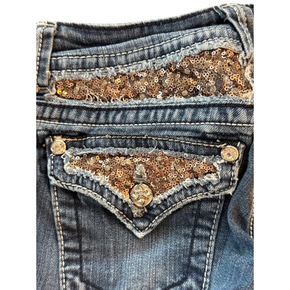 Miss Me Bootcut Womens Jeans Size 26 Embellished Pockets Medium Wash Denim Blue - Picture 8 of 8